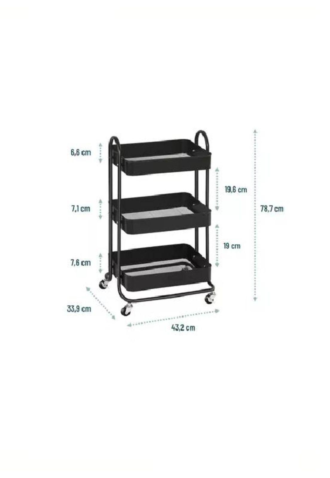 Carrito Organizador Multiuso Con Ruedas Acero Casatua Negro-3