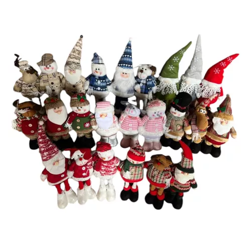 Pack x3 muñecos navideños pata larga pascuero, mono nieve multicolor-1