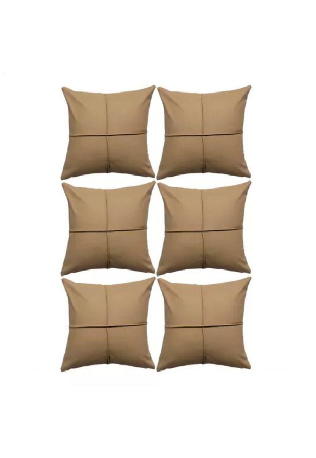 Pack 6 fundas de cojines almohada eco-cuero impermeable 43 cm color café-2