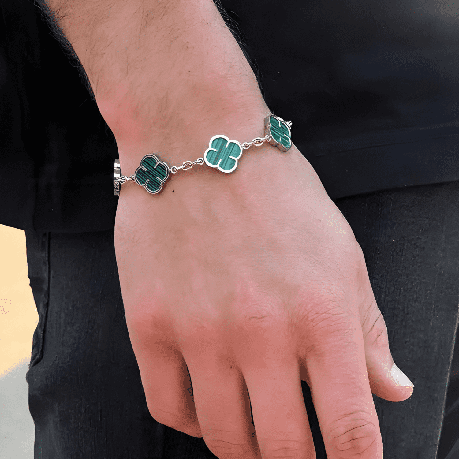 Pulsera green clover oro18k positividad saint venik #8-1