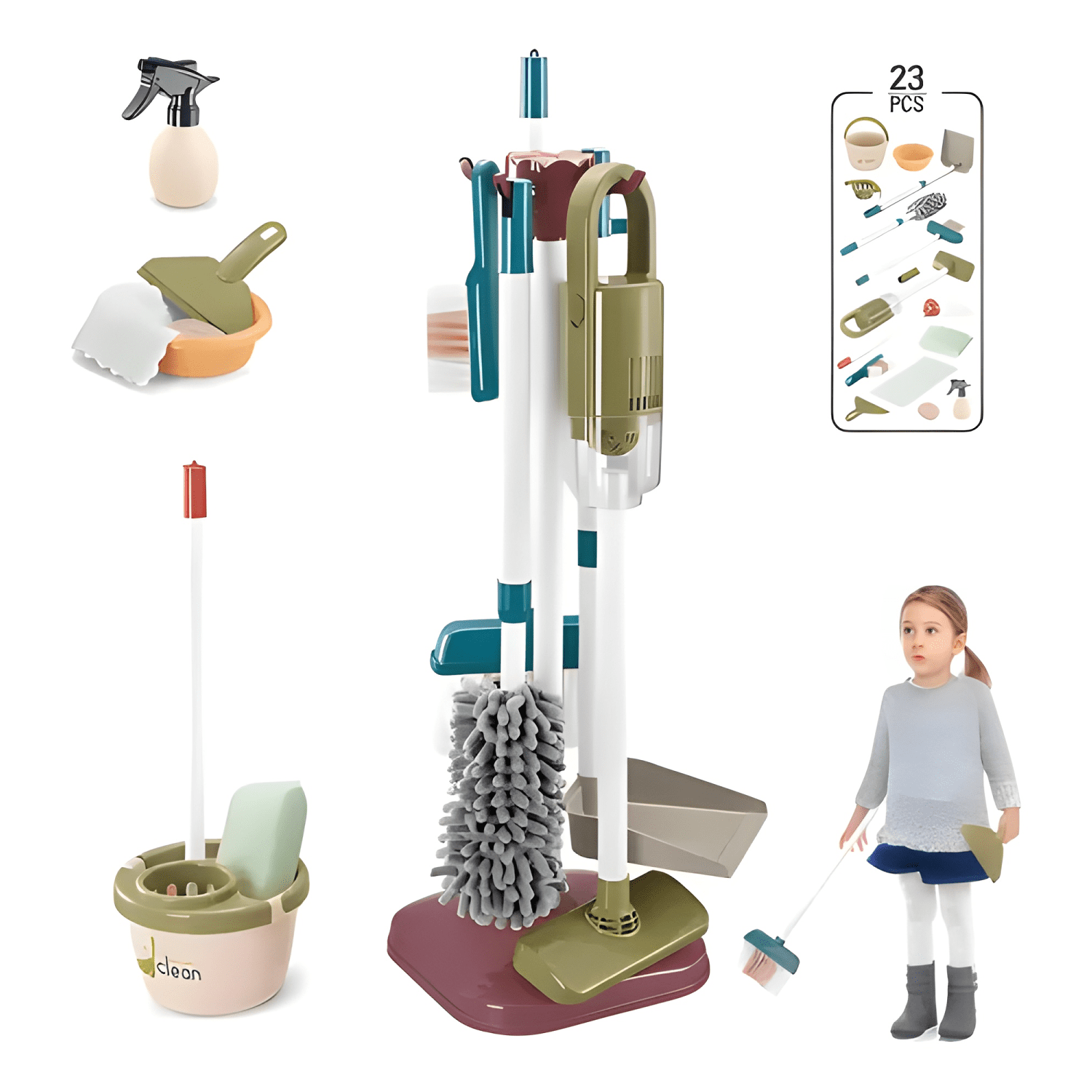 23Pcs set aseo didactico limpieza juguetes para niños-0