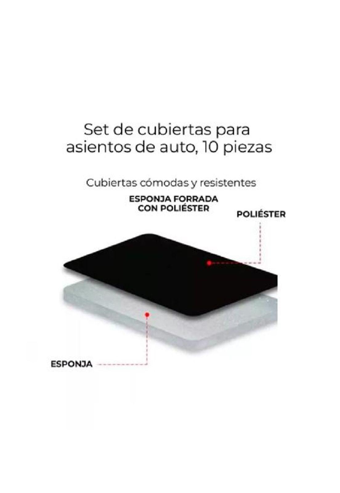 Set funda universal cubre asiento automóvil 10 piezas, color negro-3
