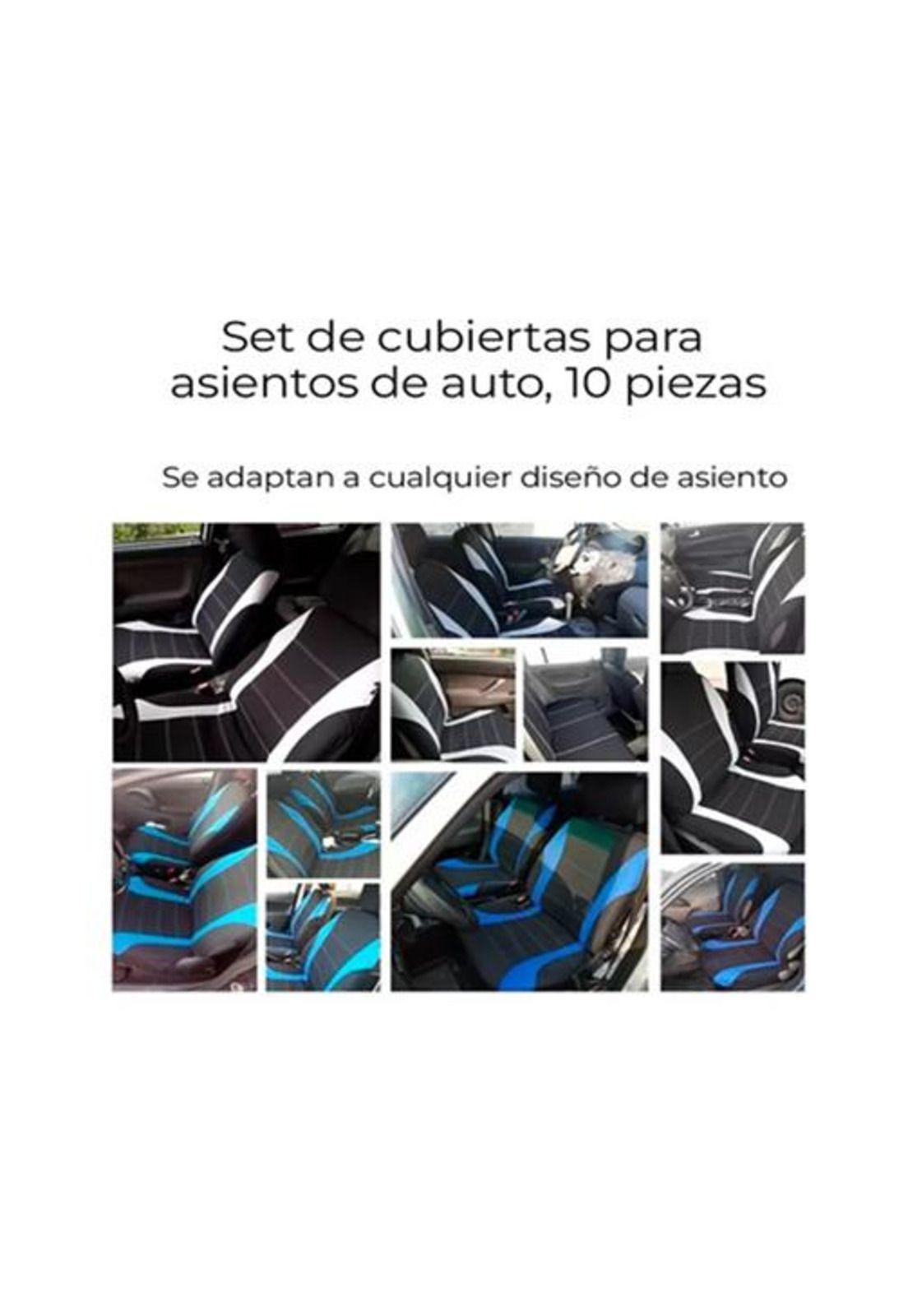 Set funda universal cubre asiento automóvil 10 piezas, color negro-5