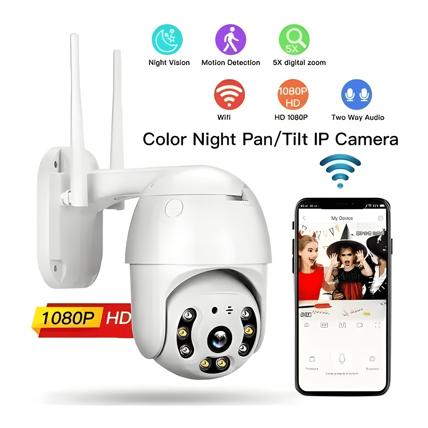 Cámara de Seguridad Domo Exterior Wifi 360° Full HD IP66-3