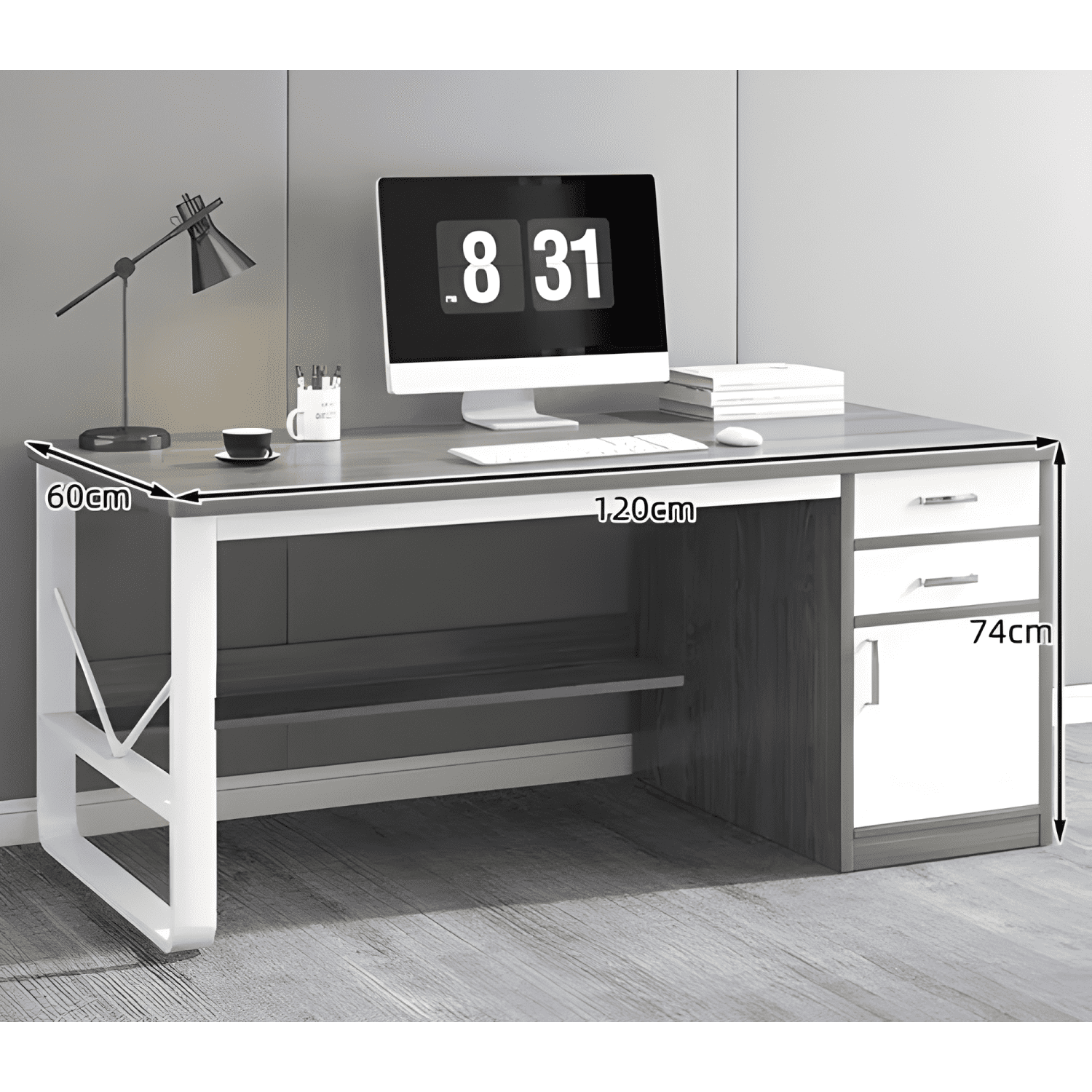 Escritorio moderno con cajoneras 120x60x72cm para oficina-1