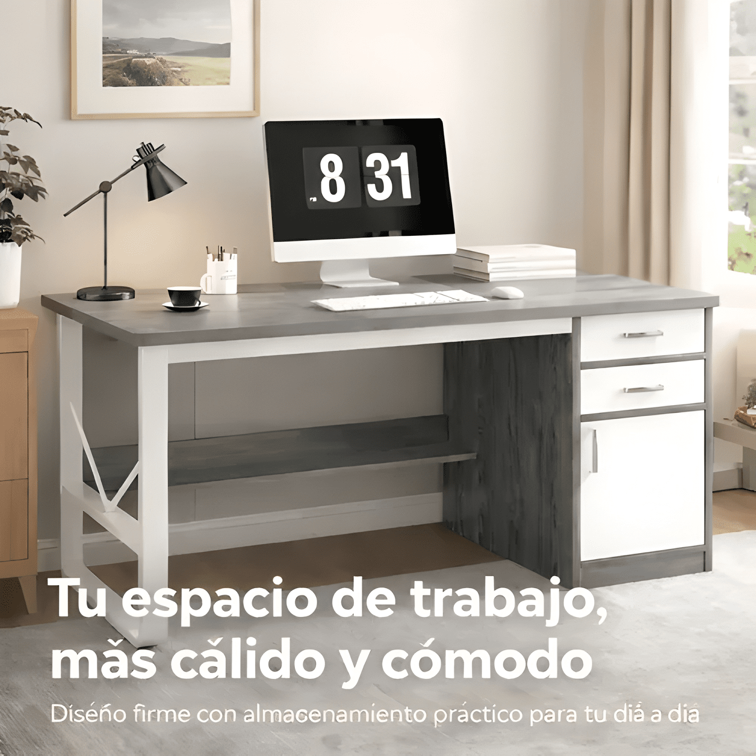 Escritorio moderno con cajoneras 120x60x72cm para oficina-2