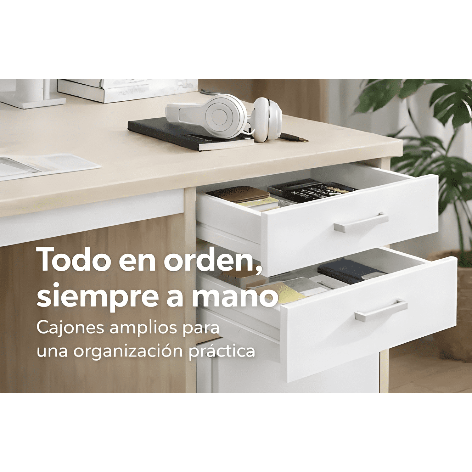 Escritorio moderno con cajoneras 120x60x72cm para oficina-3