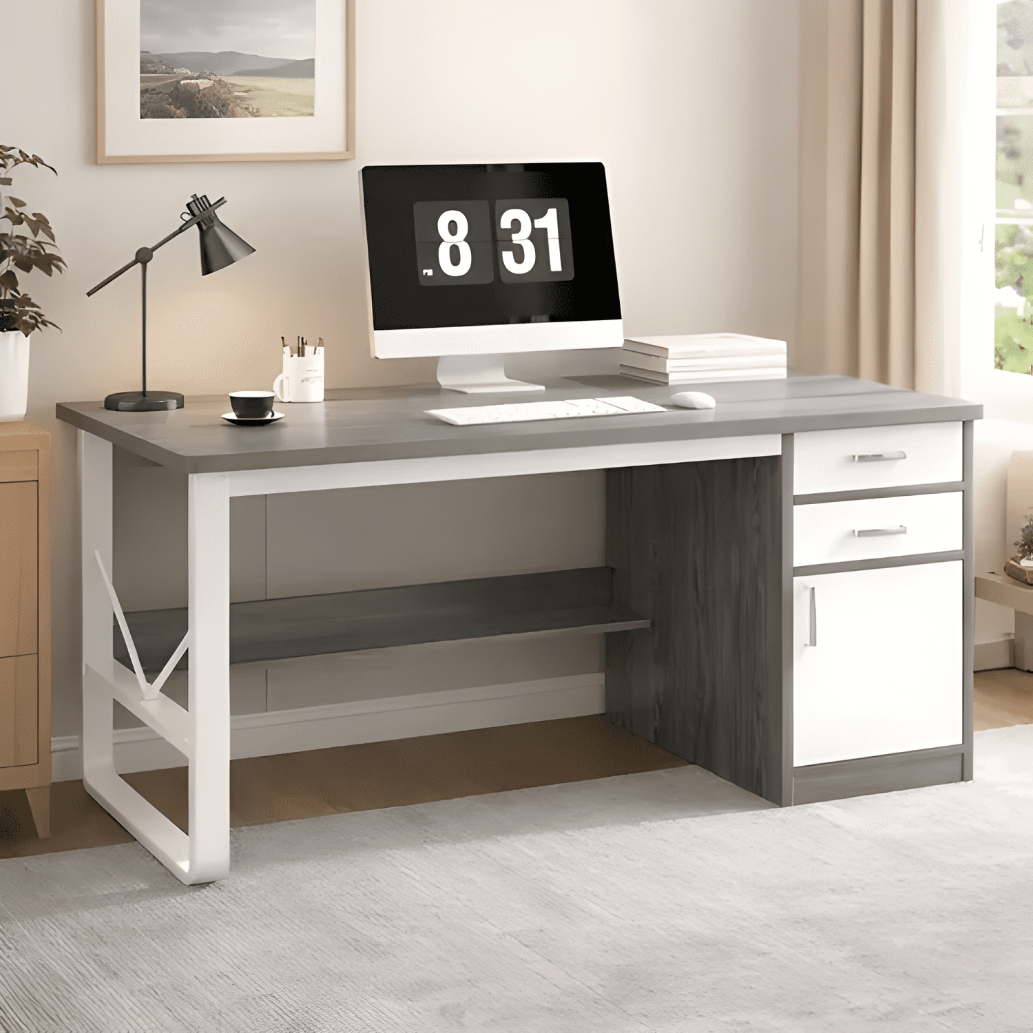 Escritorio moderno con cajoneras 120x60x72cm para oficina-4