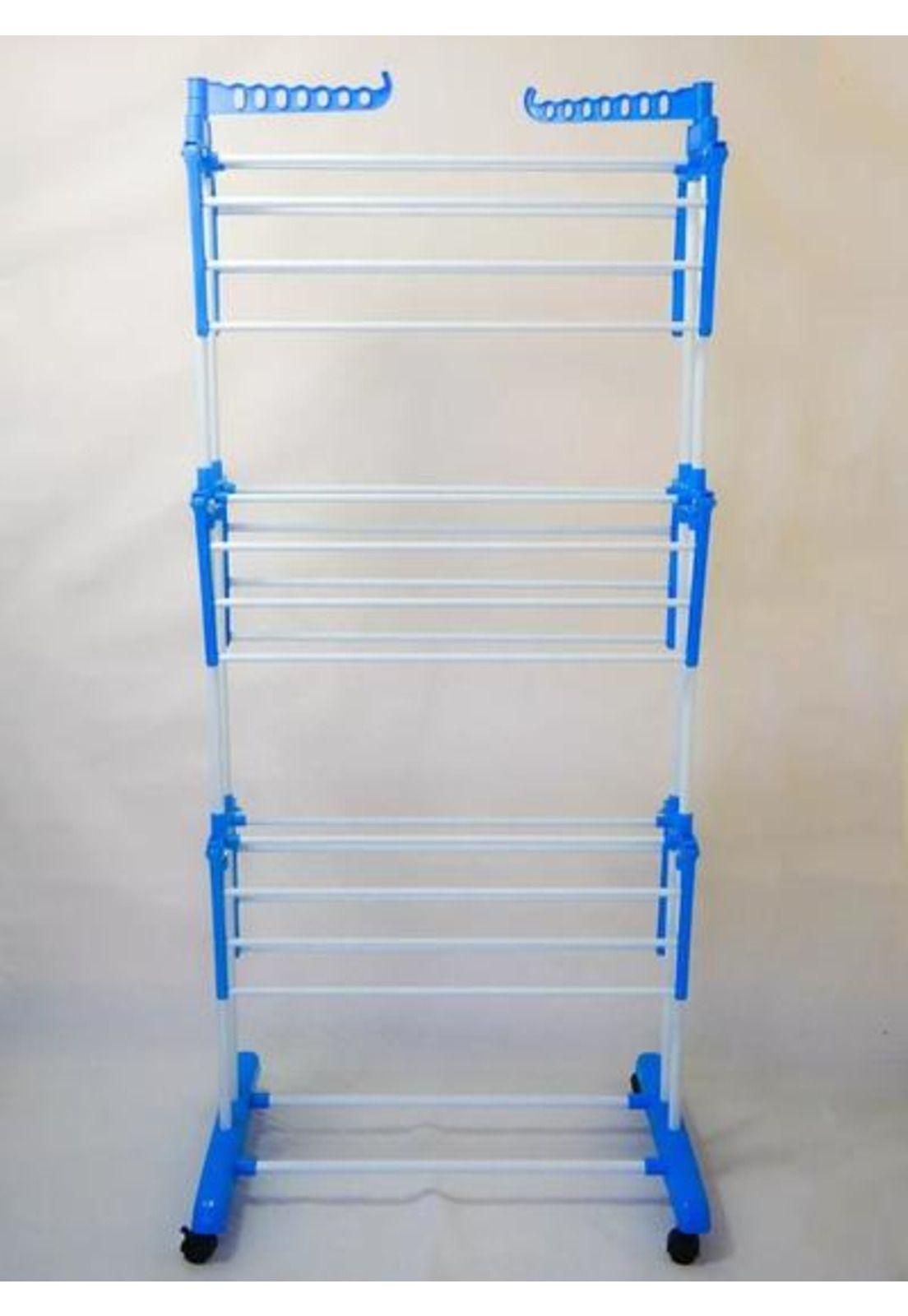 Tendedero ropa colgador plegable 3 niveles, color azul-4