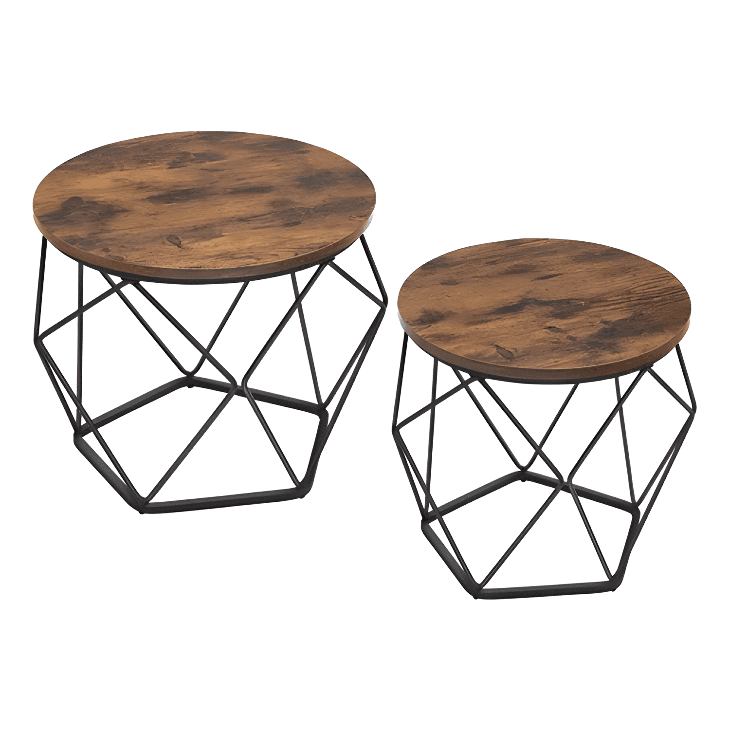 Set 2 Mesas Centro Helsinki Base Hexagonal Estilo #1-0