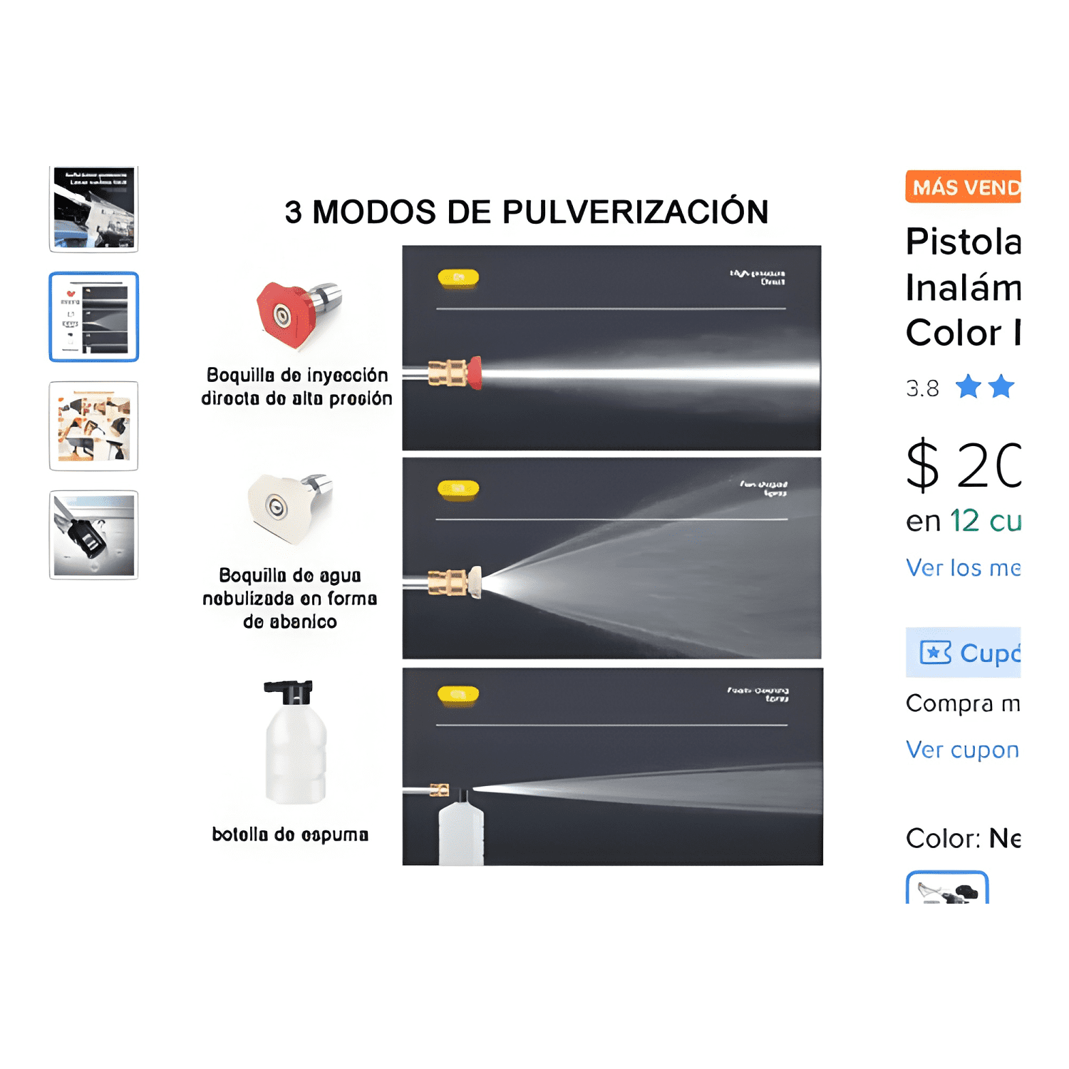 Pistola Lavado Coche Hidrolavadora Inalambrica Con 2 Pilas-2