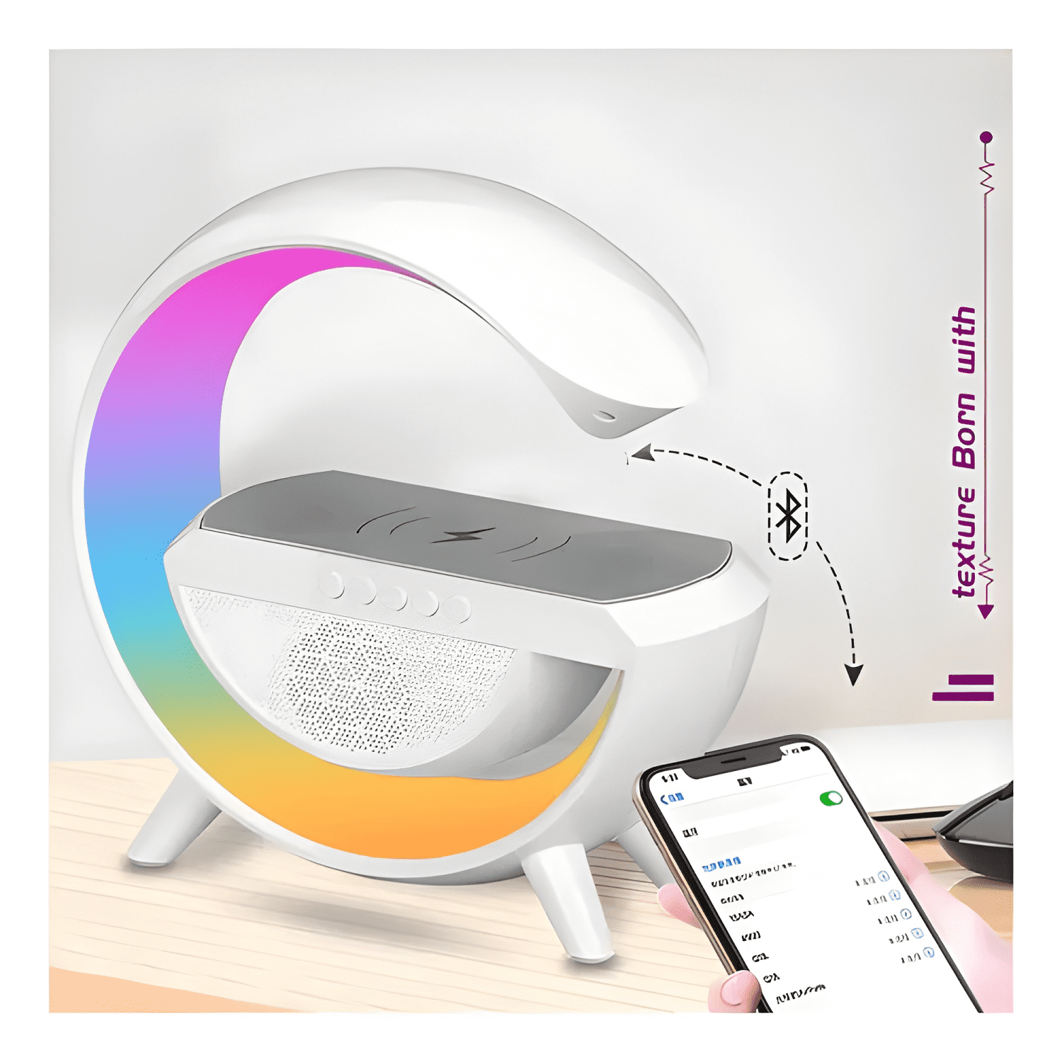 Parlante luminaria g speaker portátil bluetooth wifi Blanco-2