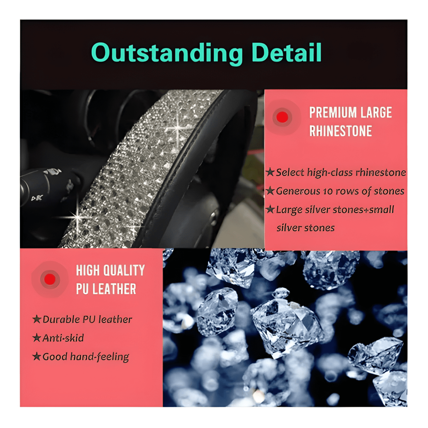 Funda Cubre Volantes Accesorios para Auto Diamante Redondo-4