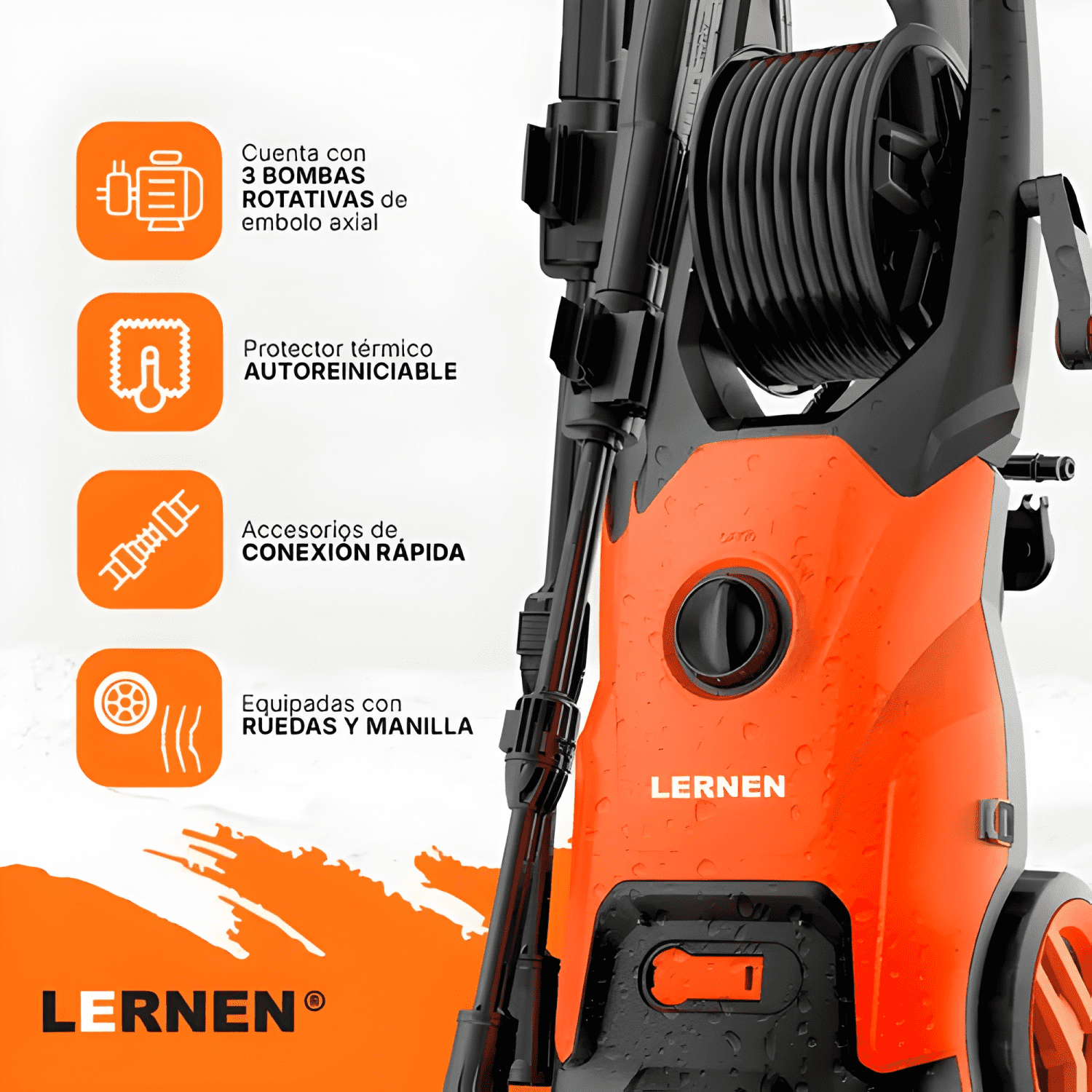 Hidrolavadora 1800w Con Espumador Y Ruedas Lernen #1-2