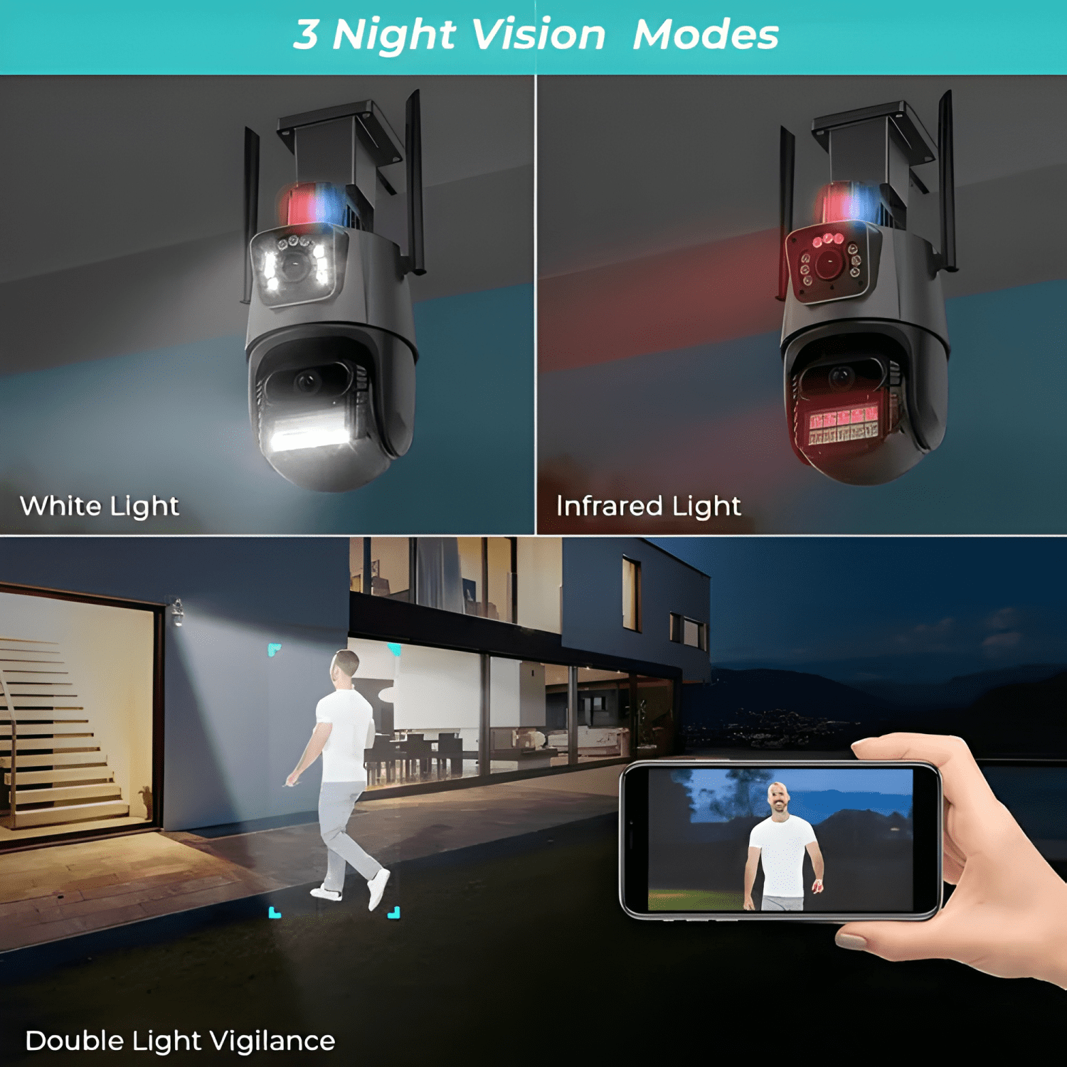Camara de Seguridad Vigilancia Dual Visión Wifi Ip Negro-2