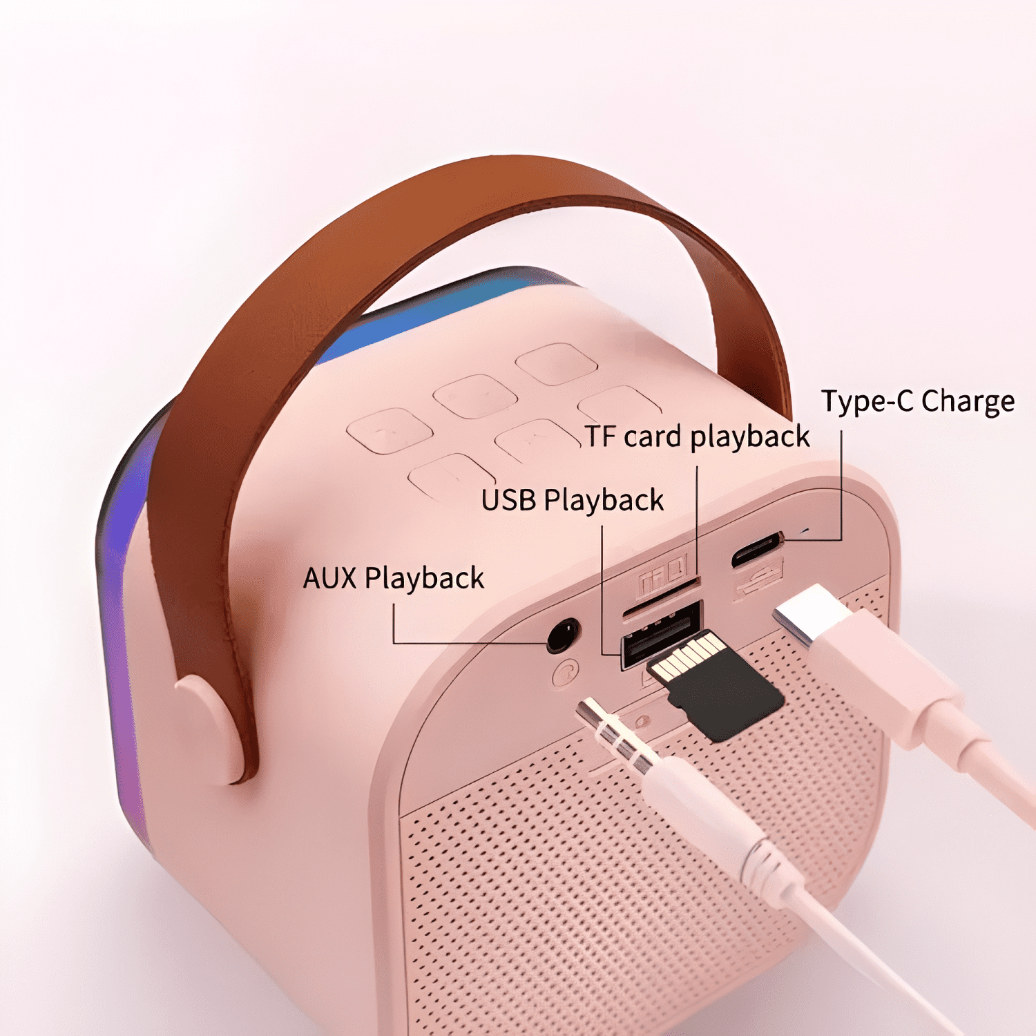 Parlante bluetooth con micrófono inalámbrico con luz-2