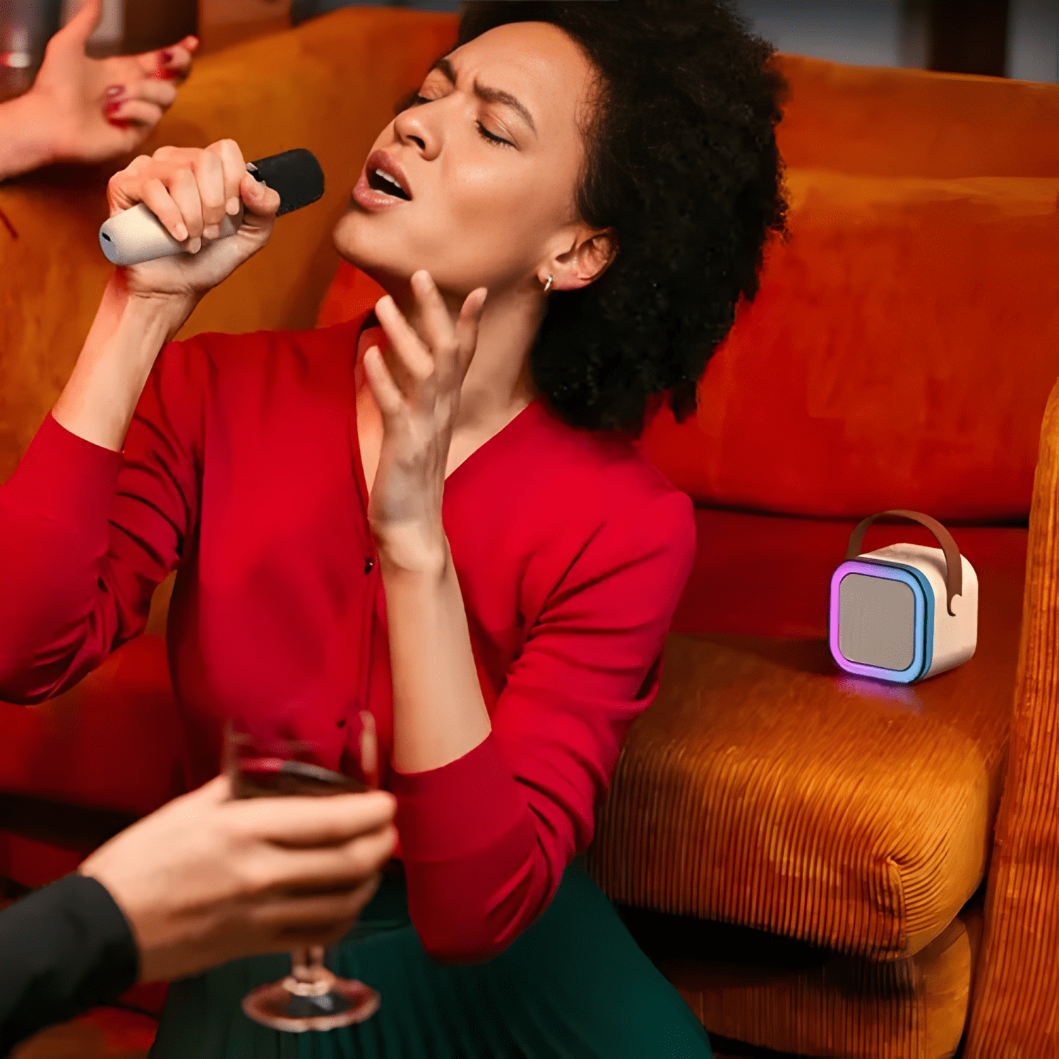 Parlante bluetooth con micrófono inalámbrico con luz-4