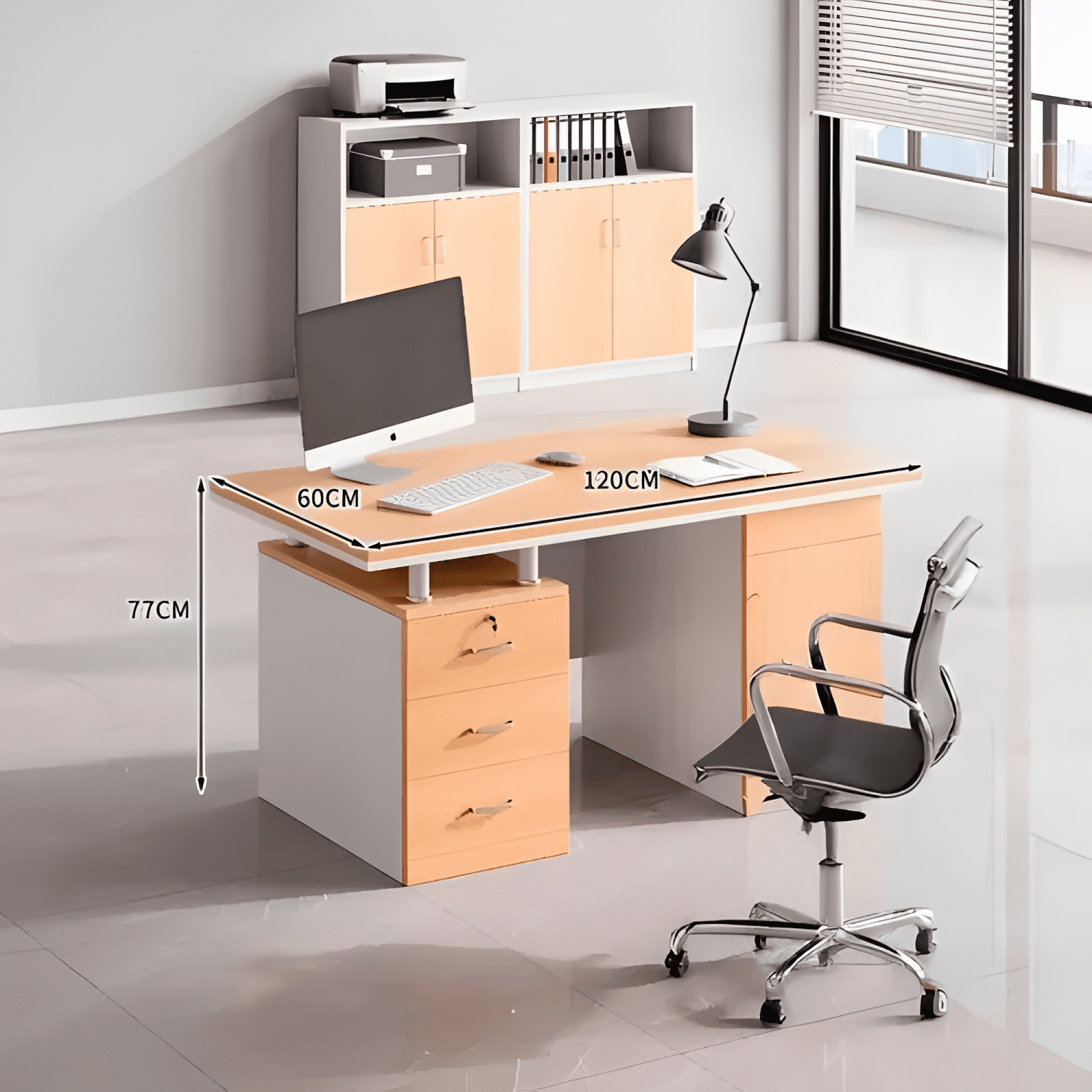 Escritorio moderno con cajoneras 120x60x77cm-1