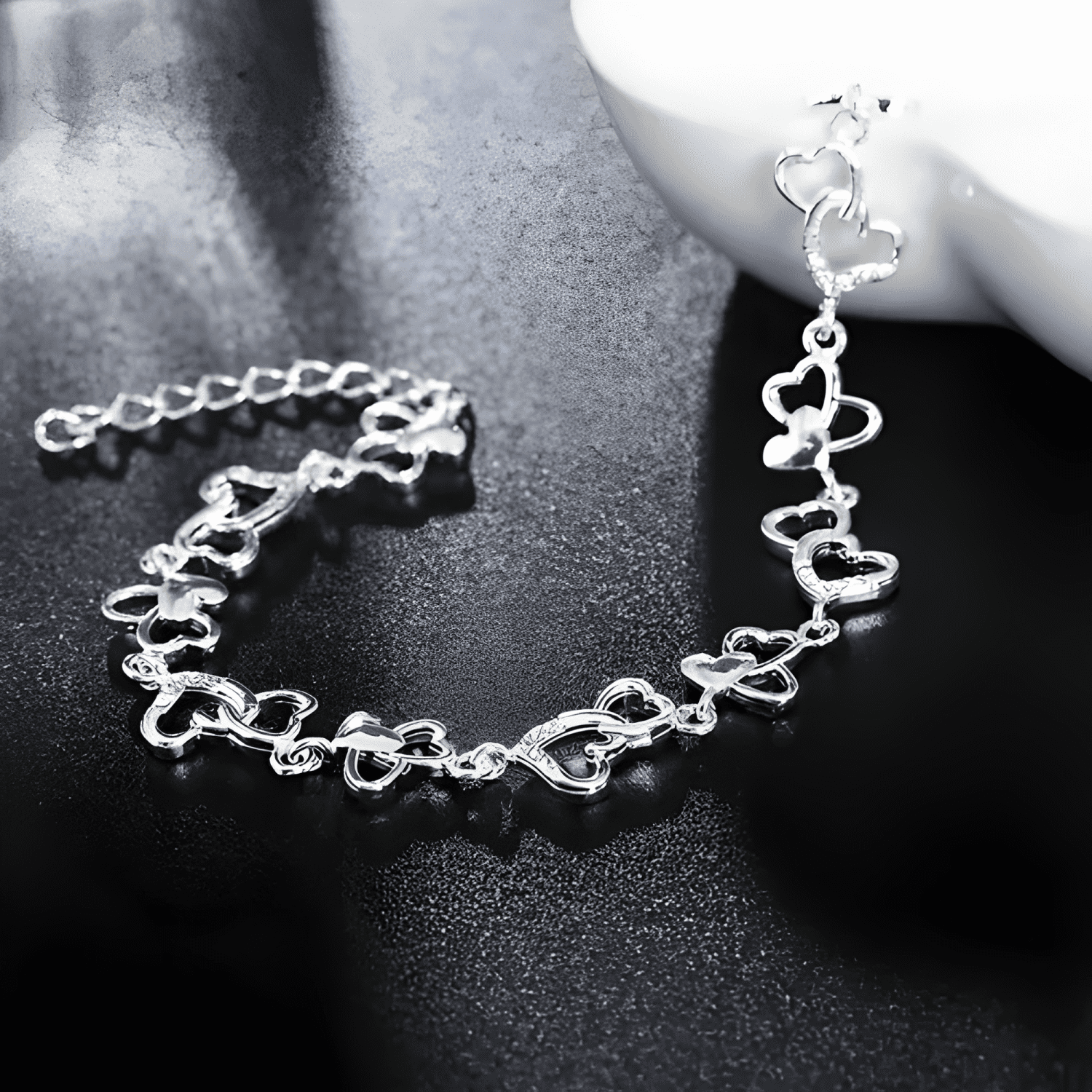 Pulsera plata 925 corazon mujer elegante regalo amor joyas-2