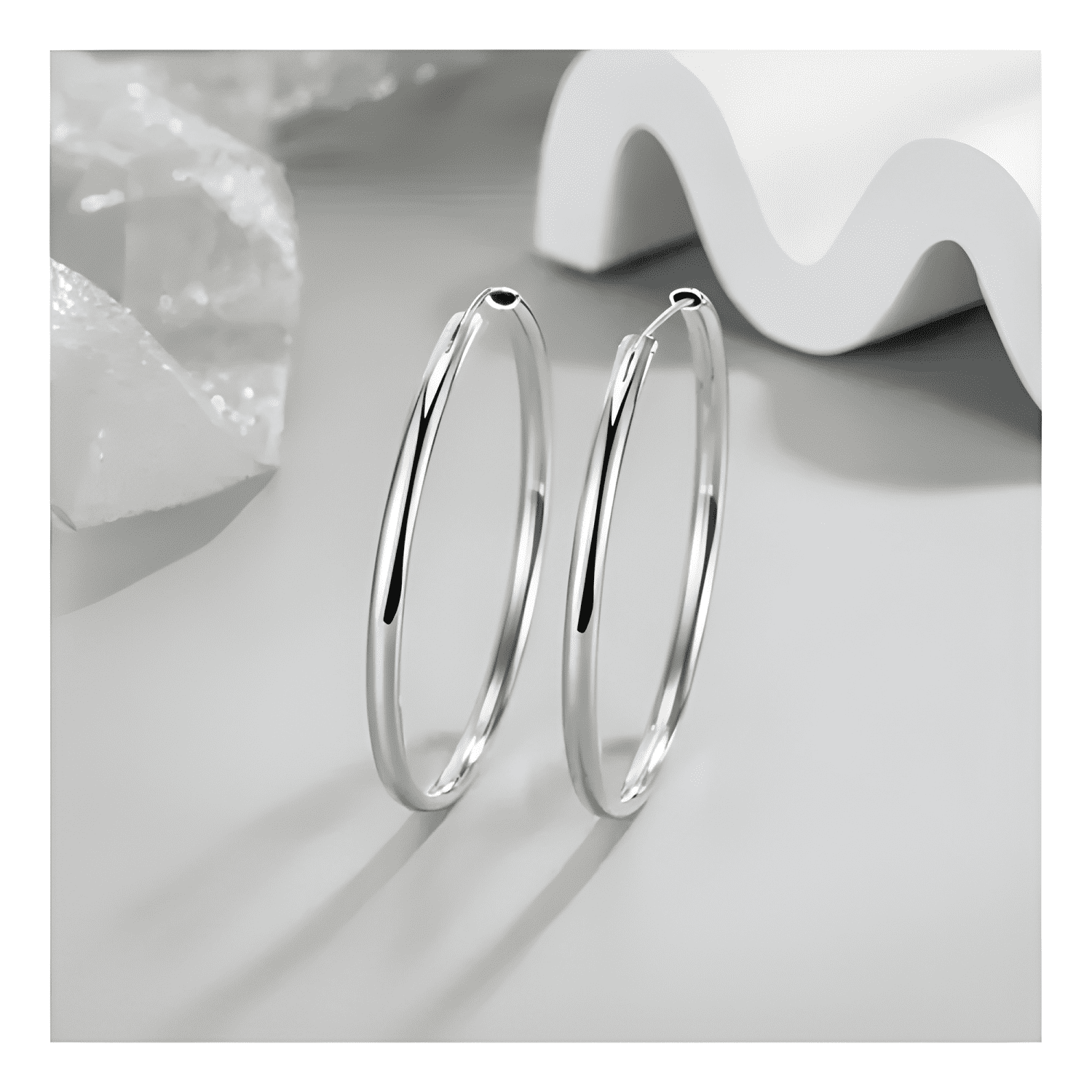 Aros Plata Argolla Borde Ovalado 40 Mm #1-3