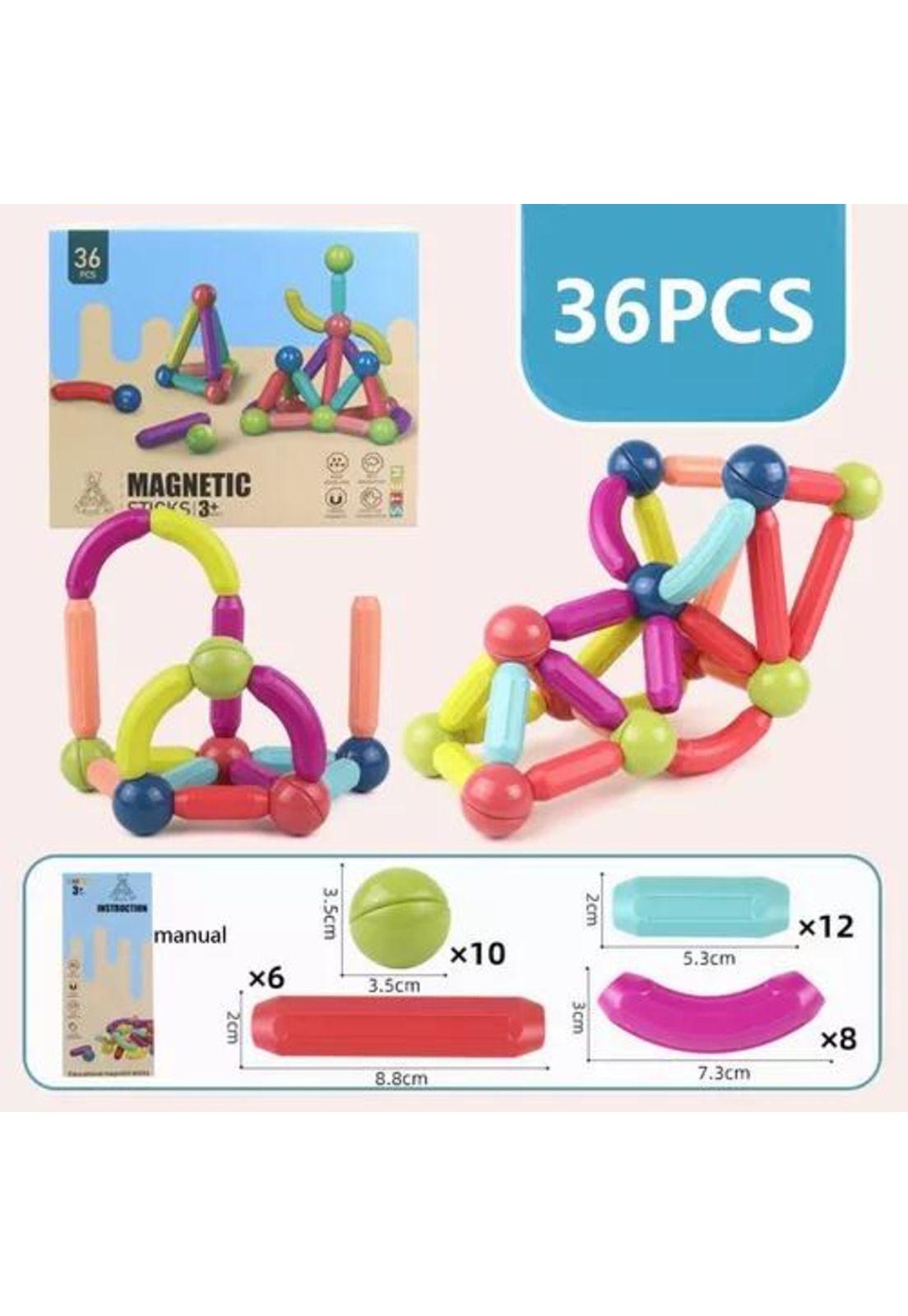 Juego de varillas magnéticas, juguete didáctico, bloques multicolor-2