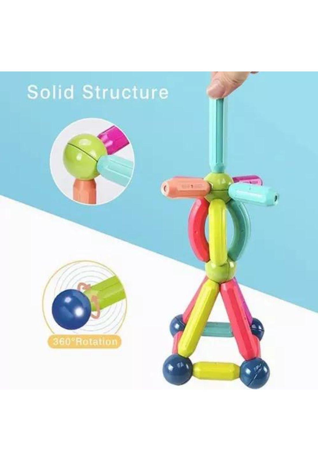 Juego de varillas magnéticas, juguete didáctico, bloques multicolor-6