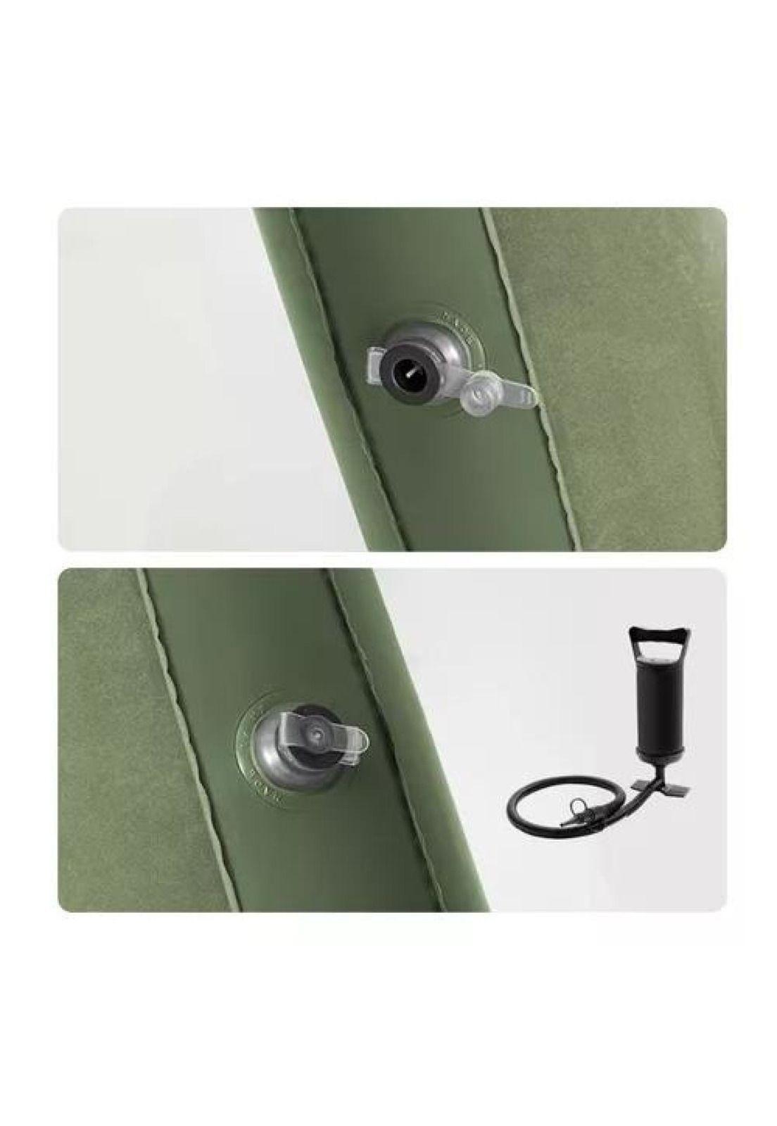 Colchón inflable individual, 1 plaza, + 1 almohada, + inflador, color verde-4