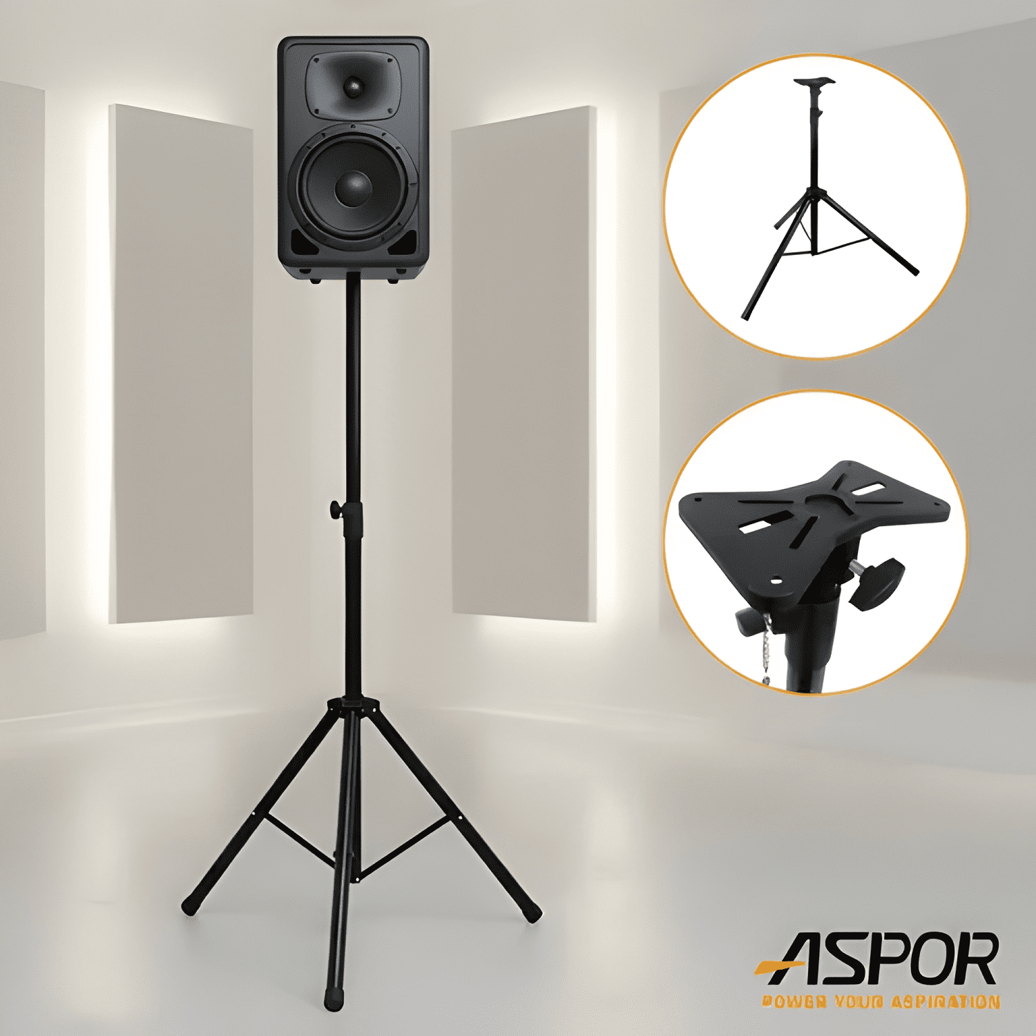 Soporte trípode para parlante 165cm metal 25kg Negro #1-0