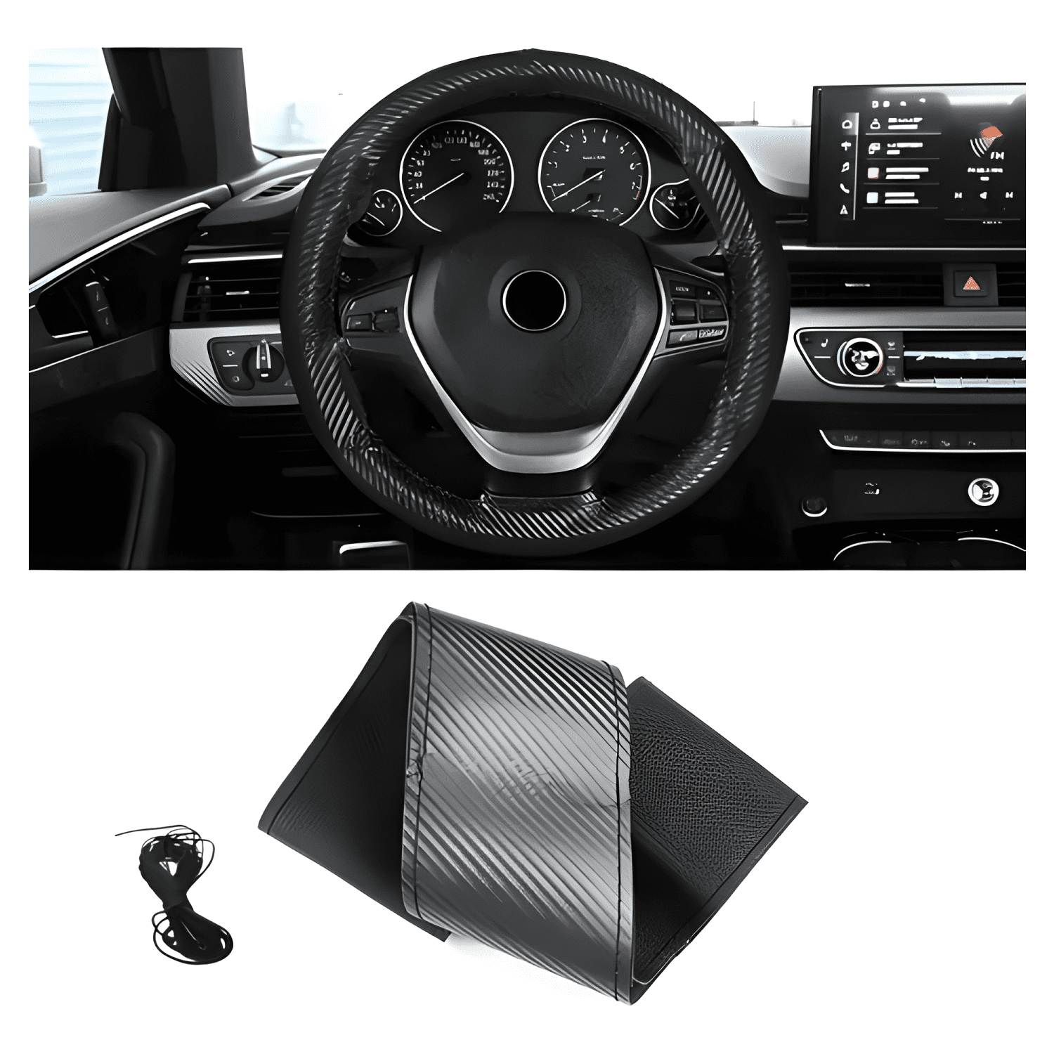 Funda Cubre Volante Cosido para Auto + Hilo y Aguja-2
