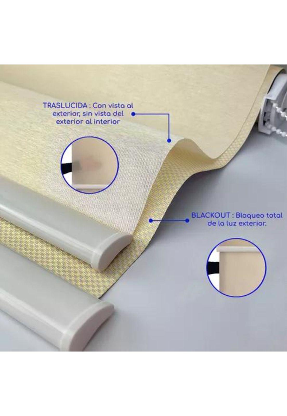 Cortina Roller Blackout 2 Paños 160x240 Doble Visillo Beige Sin Cenefa-4