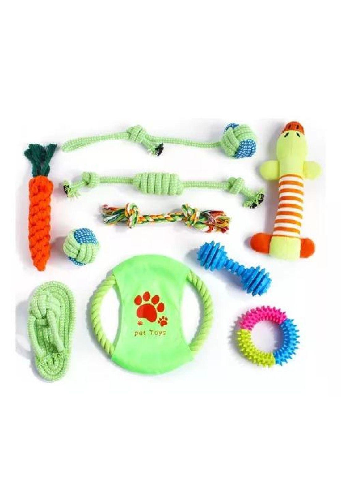 Set de 10 juguetes para mascotas, incluye pelota de cuerda y más-2