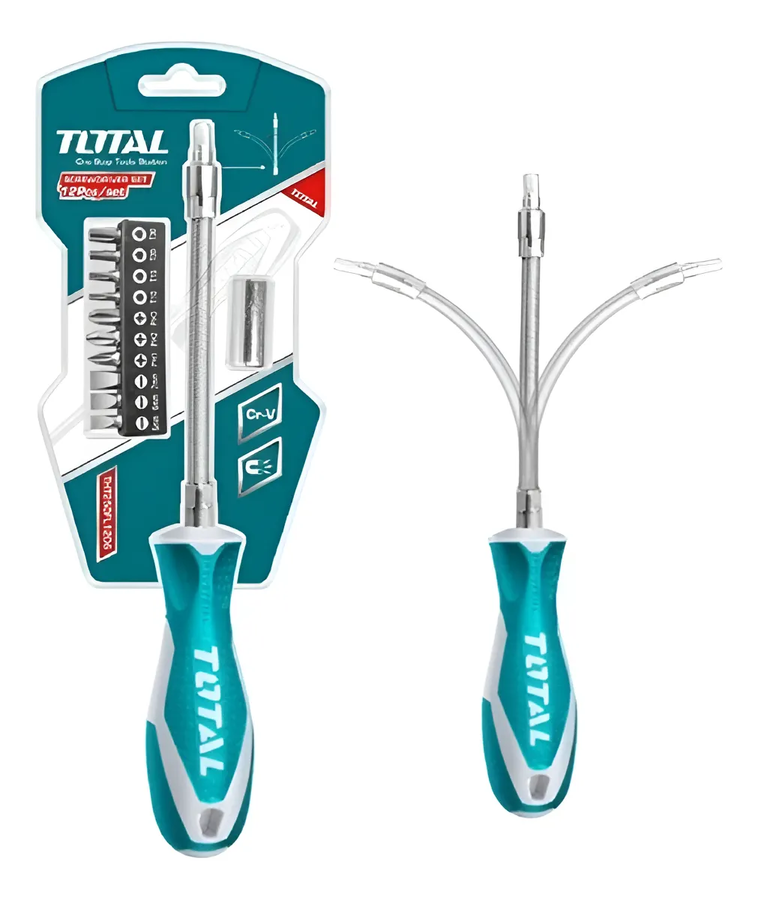 Juego De Destornillador Flexible 12 Pcs Total Tht250fl1206-0