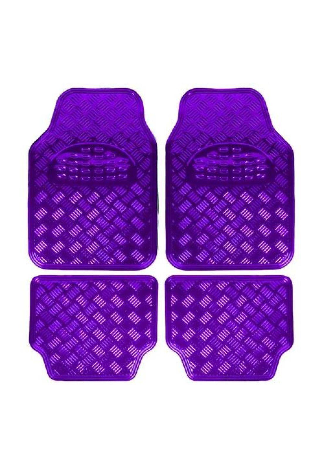 Alfombra cubre piso metálico para mujer, set de 4 piezas, auto tuning, color violeta-0