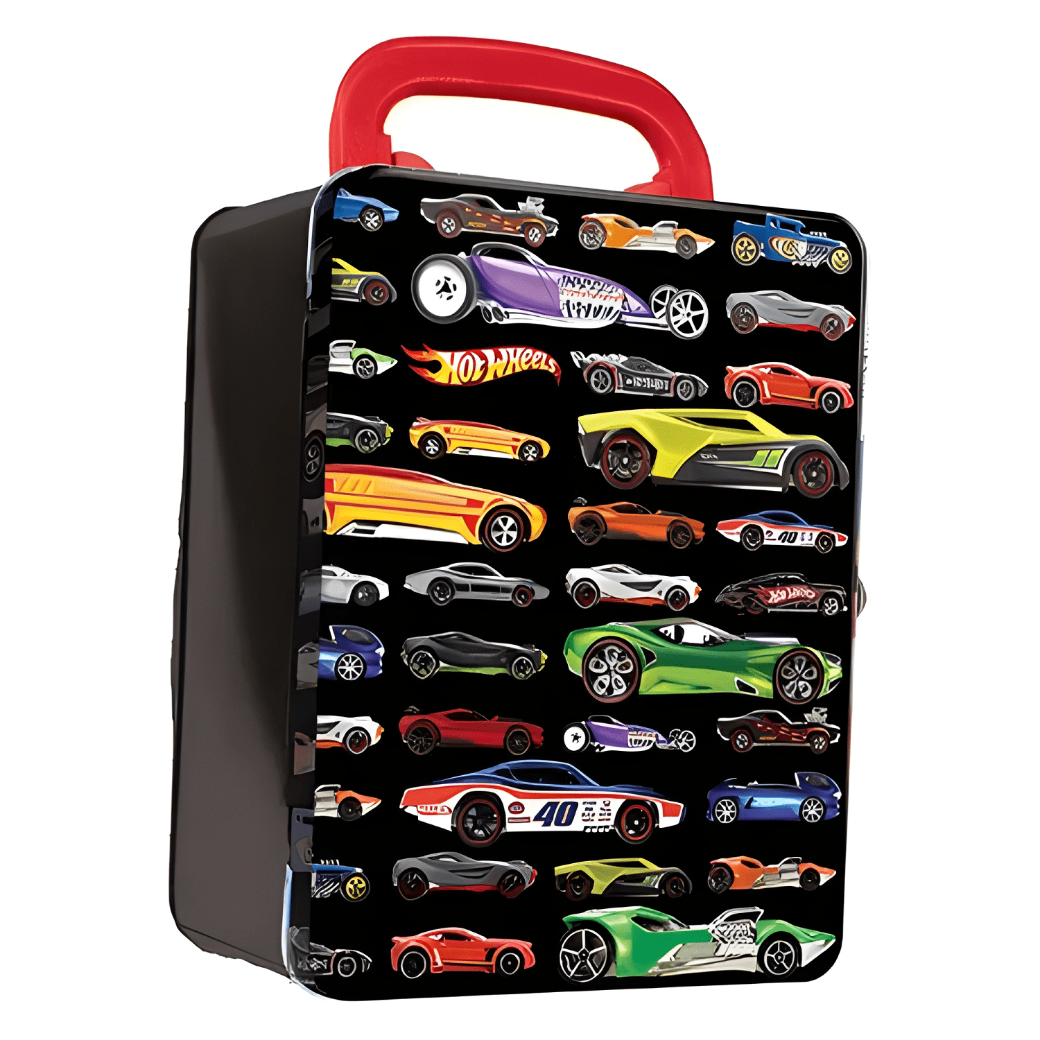 Pack 10 autos Hot Wheels con caja porta autos-3
