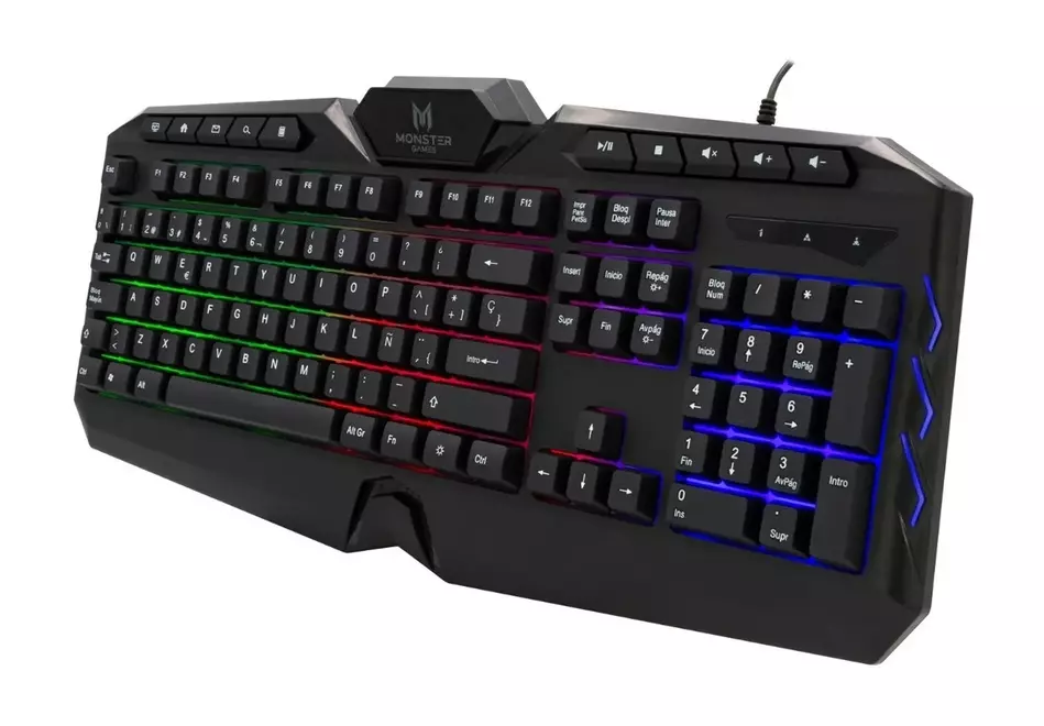 Teclado Onset T1026 membrana gamer rgb español negro-0