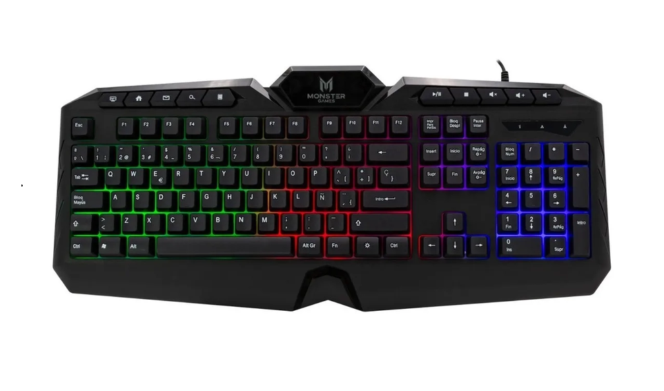 Teclado Onset T1026 membrana gamer rgb español negro-1
