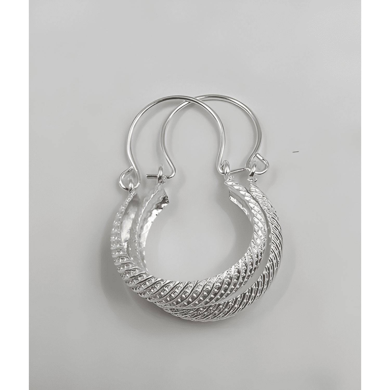 Aros Plata 925 Argolla Bote Facetados 20mm Regalo Mujer Caja-2