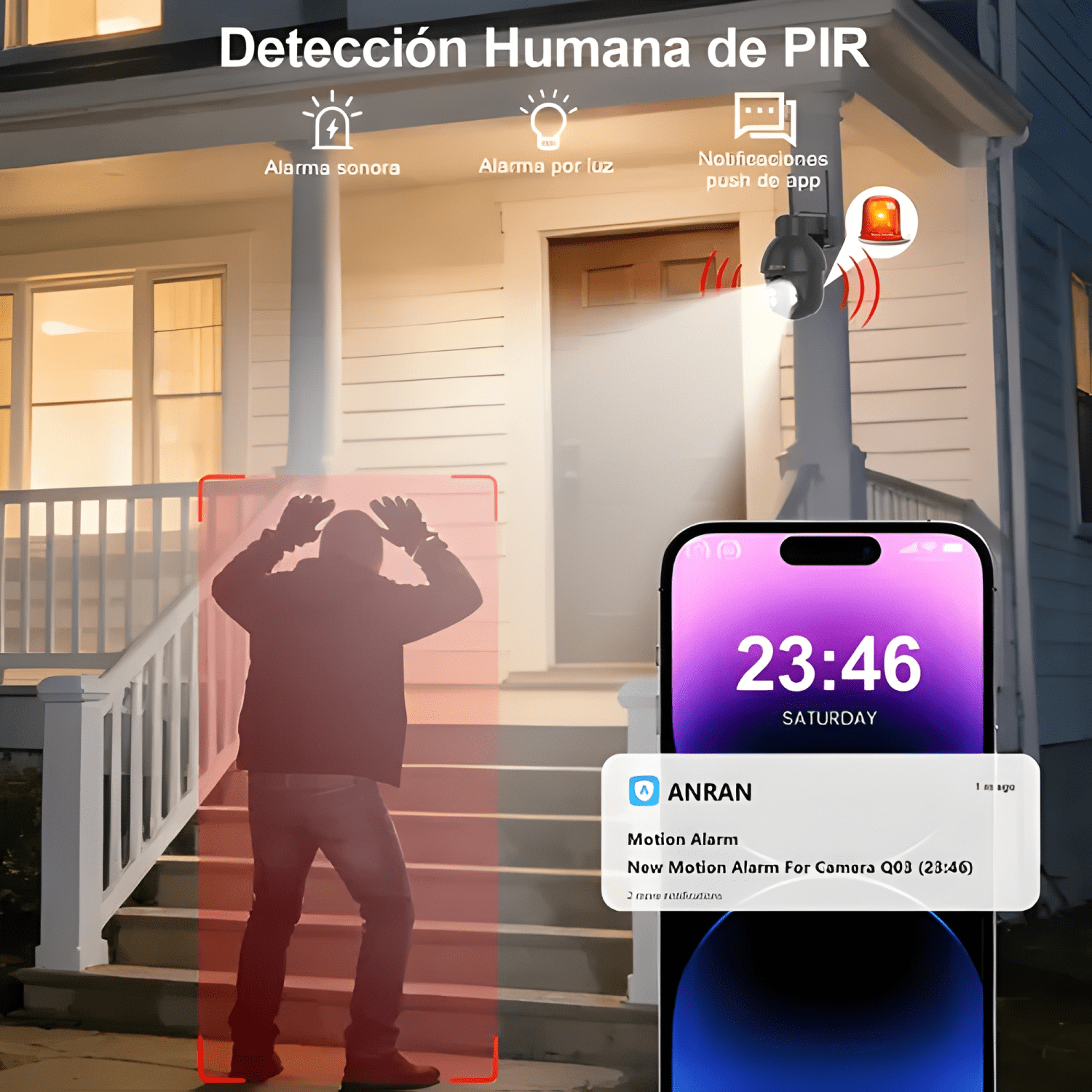Solar Cámara de Seguridad Anran N30W1545 Ip Wifi con Negro-4