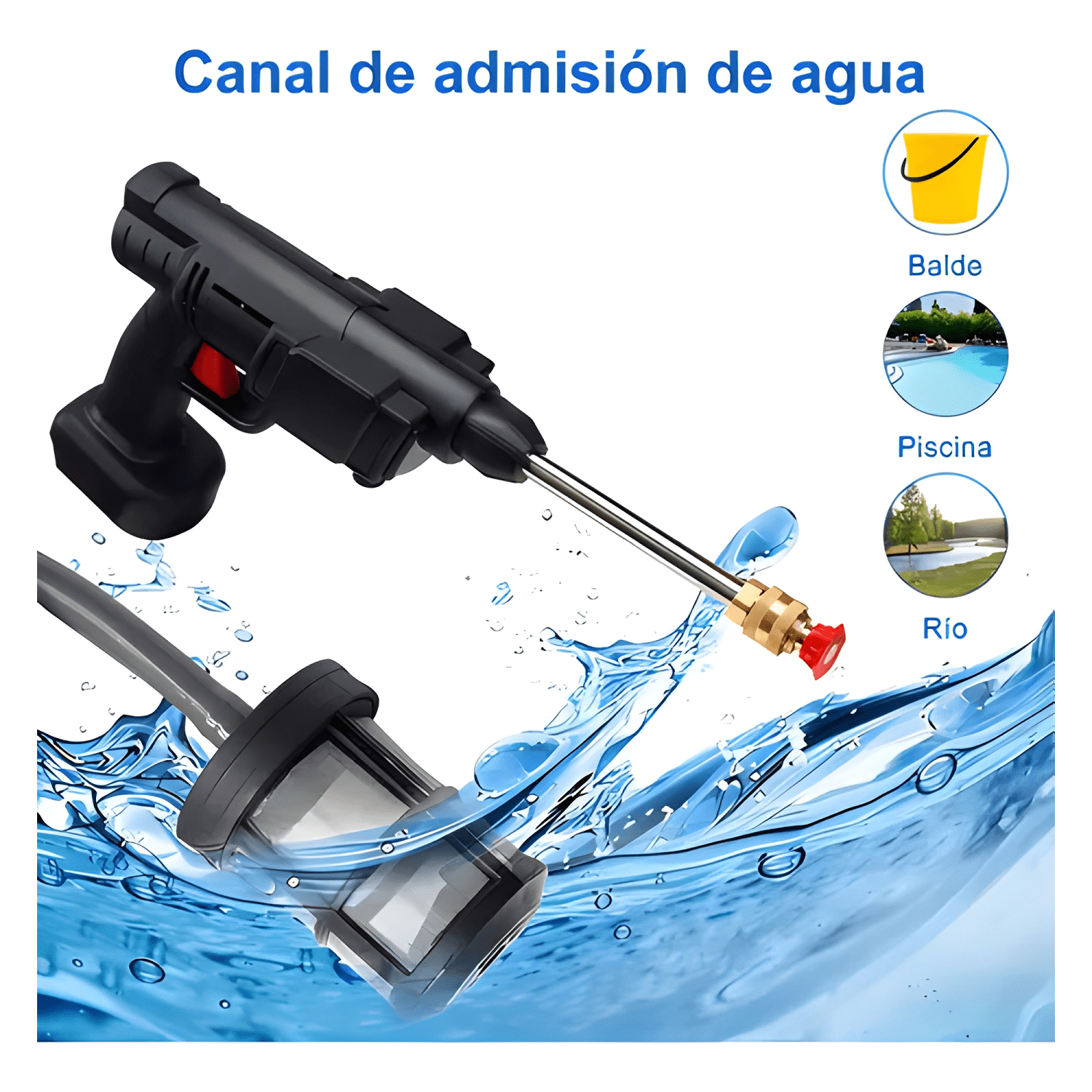 Hidrolavadora portátil inalámbrica 500W 30bar 50m manguera-2