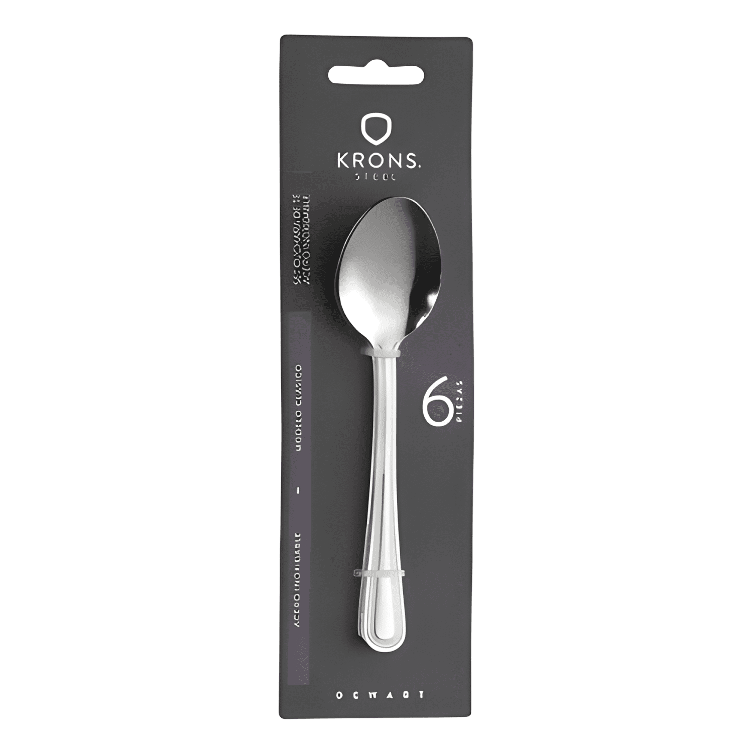 Set 6 cucharas de té acero inoxidable blíster Plateado-3