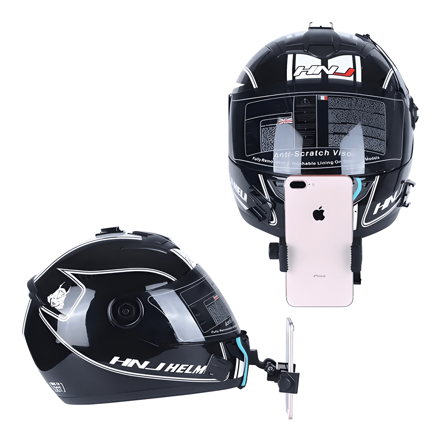 Soporte para Casco de Moto con Montaje en Mentón para Negro-3