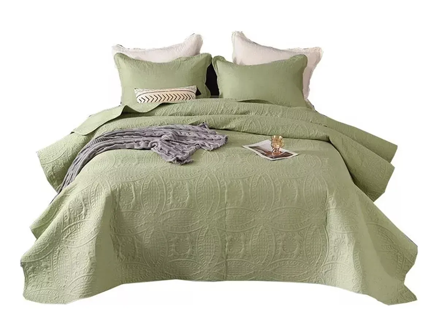 Cobertor verano king unicolor quilt + fundas verde Rey-0