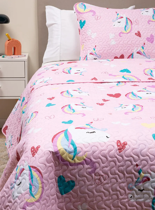 Cubrecama quilt niña 1.5 plaza Casatua unicornio-0