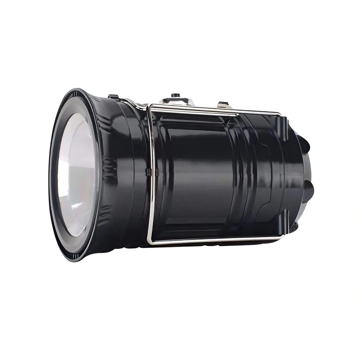 Linterna Led Foco Solar Recargable Plegable Camping Outdoor Negro Blanco-0