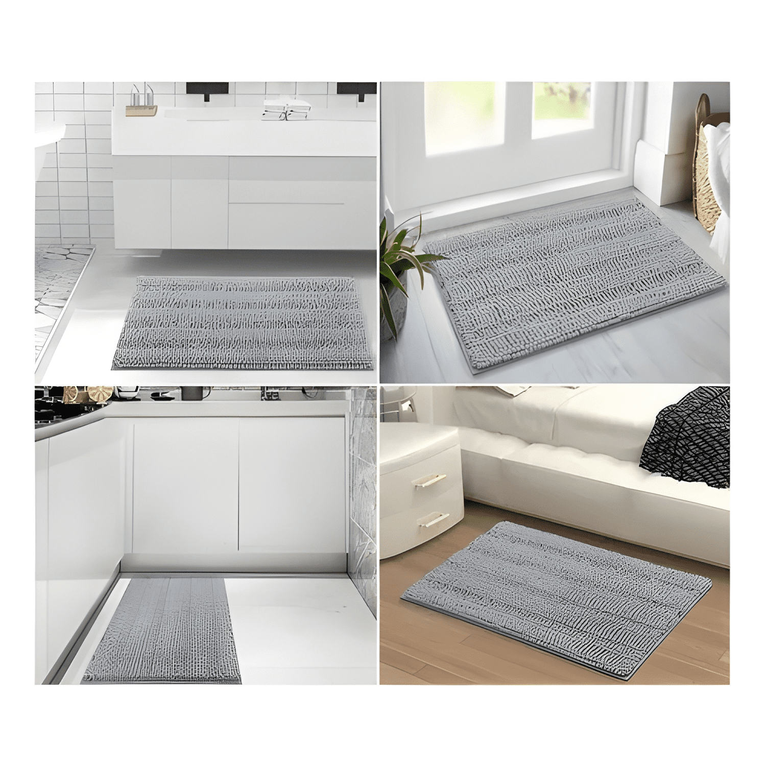 Tapete Alfombrilla De Baño Super Absorbente Piso Tina Gris-4