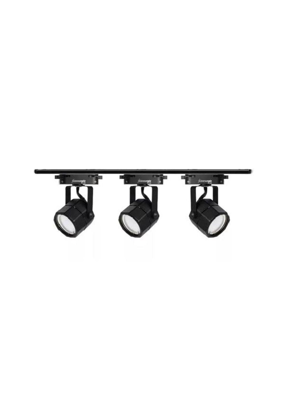 Pack 3 foco led dirigible con ampolla + riel monofásico negro-2