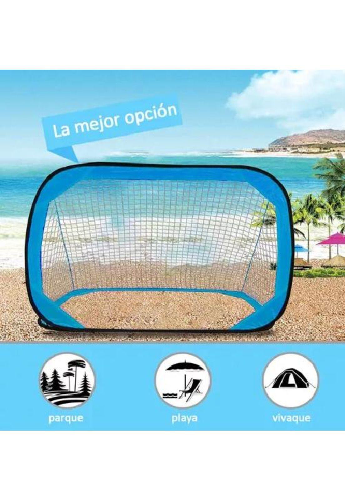 Arcos de fútbol plegables con red 120x75 cm azul-4