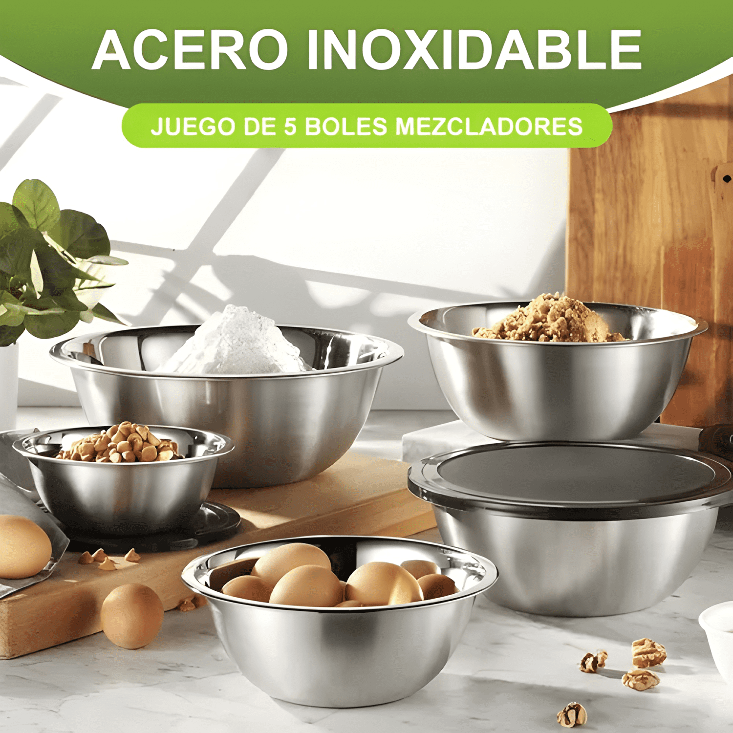 5pc bowl pocillo acero inoxidable reposteria cocina-2