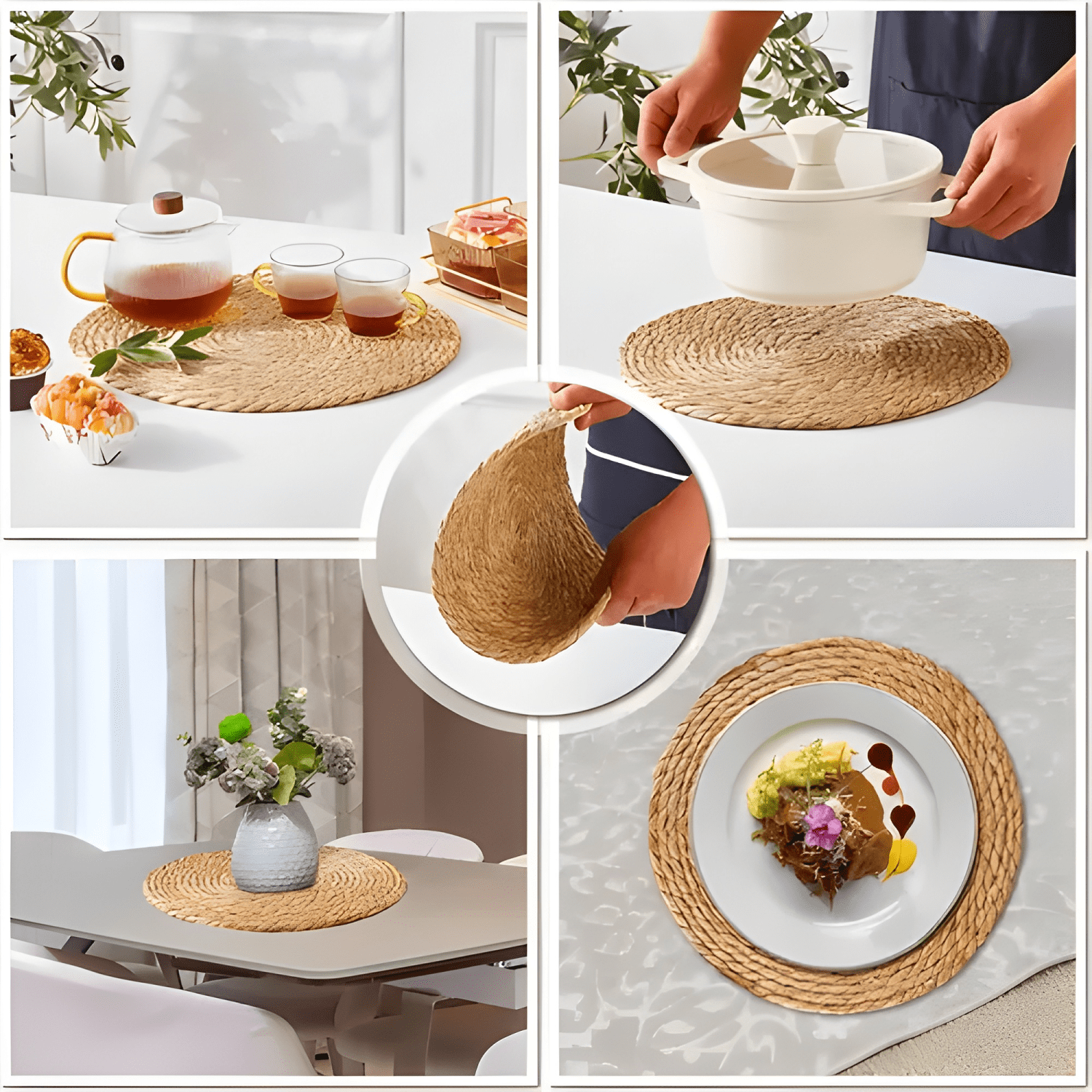 Set 6 individuales mantel fibra natural yute 35 CM pack 6 #3-4