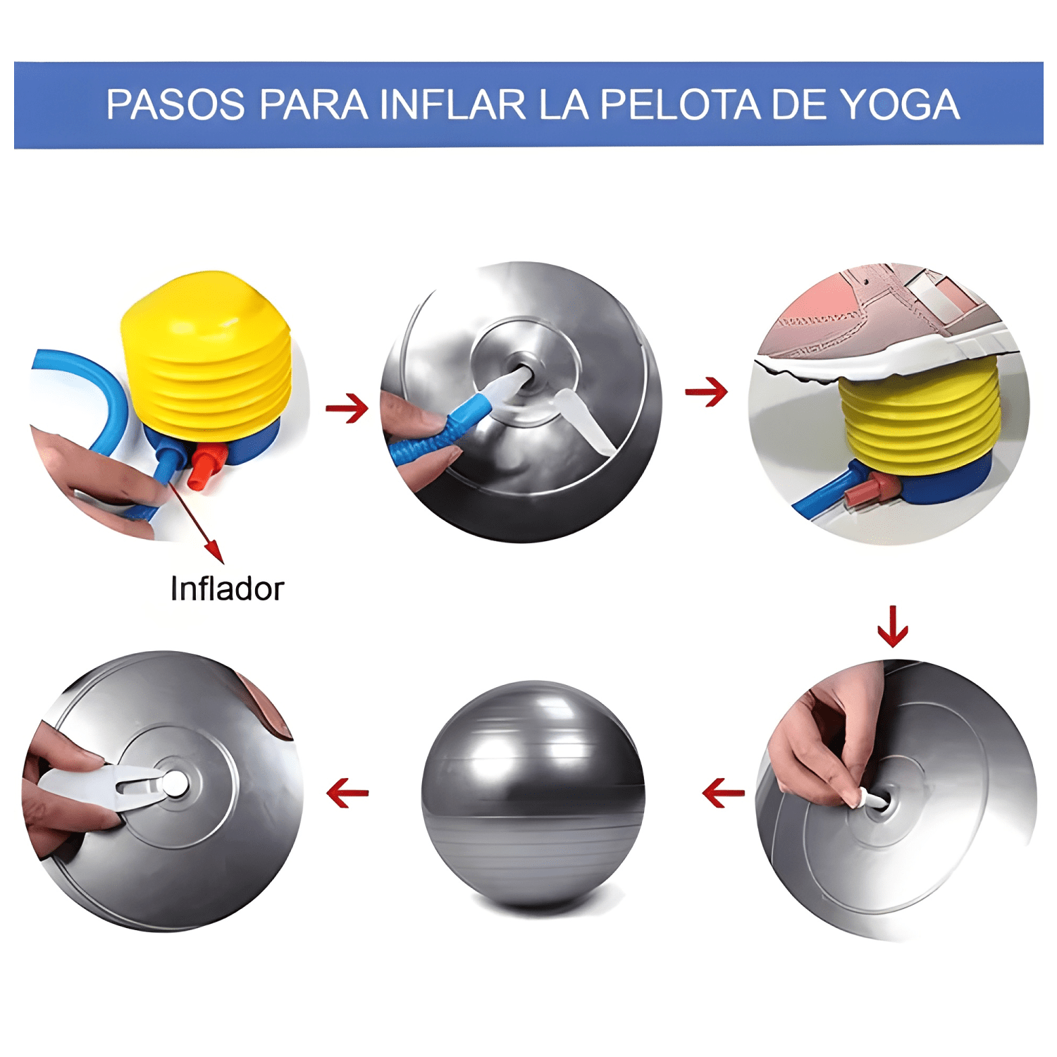 Pelota balon yoga 75 cm pilates con inflador-2